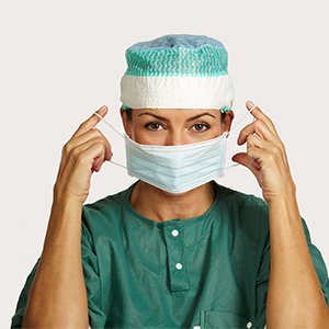 Stap 1 van de instructies medisch operatiemasker – met oorlussen