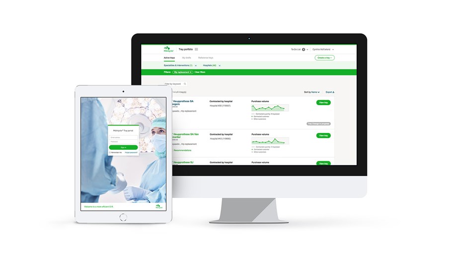 Afbeelding van Mölnlycke portal op computer- en tabletscherm